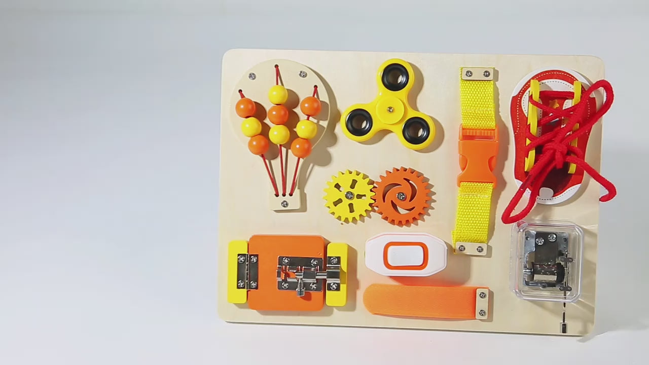Wooden Hot Air Balloon Gear 9 Function Busy Board Sensory Activity