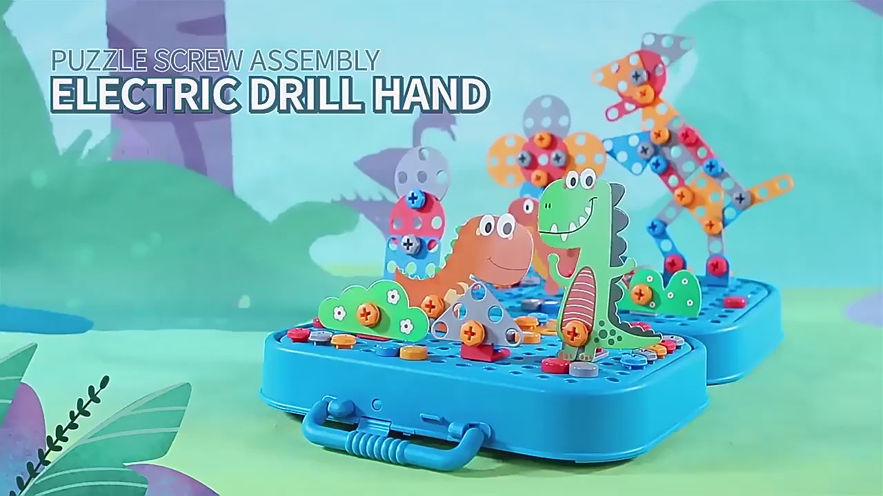 DIY Dinosaur STEM Creative Drill Tool Box Puzzle Set 163 pieces - 71A