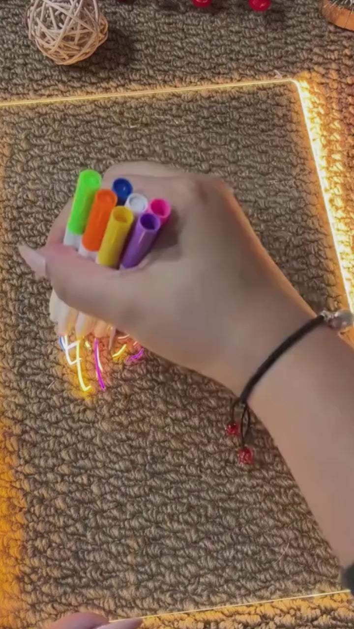 Acrylic LED Drawing Board With Colorful Light and 7 Neon Pens - 020