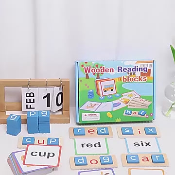 Sight Words Flash Cards Kindergarten Wooden Reading Blocks - 979