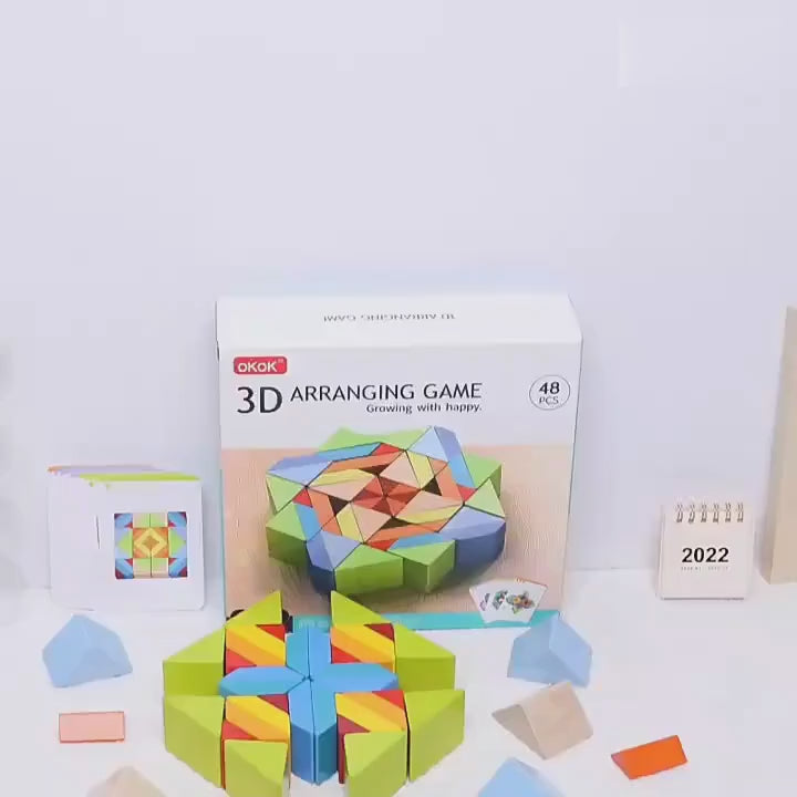 3D Wooden Geometrical Arranging Mind Puzzle Challenge - 178