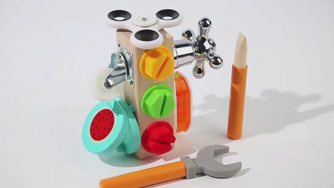 Wooden Activity Busy Cube Nut Combination Tool Kit - 046