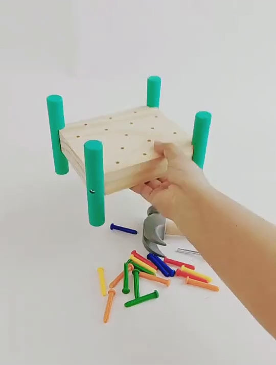 Interactive Nailing Wooden Table Activity Hammering Bench - 603