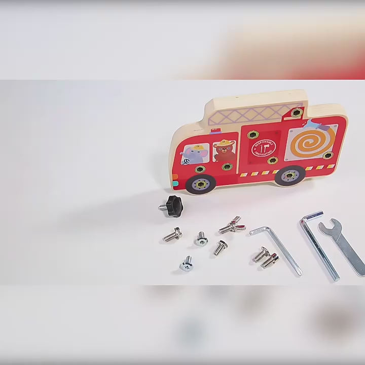 Wooden Montessori Disassembly Fire Truck Screw Board - 069