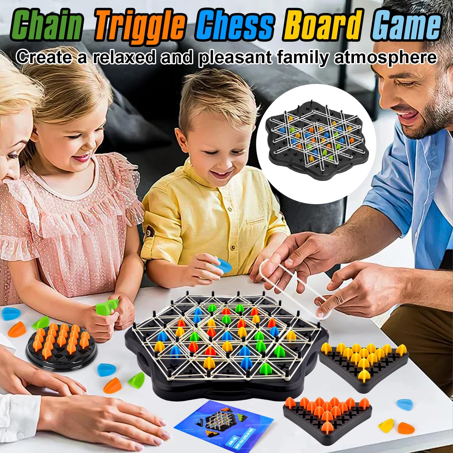 Chain Triangle Chess Family Game - 2 to 4 Players