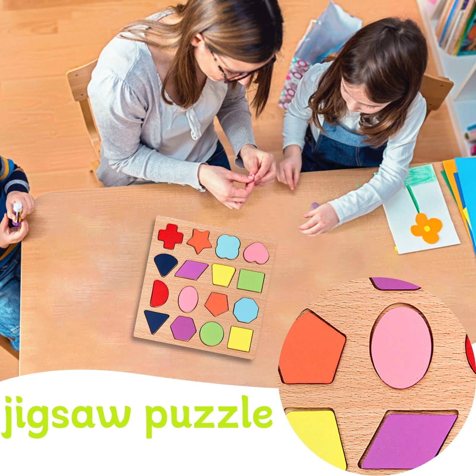 Wooden 3D Alphabet, Numbers & Shapes Learning Puzzle - no knob - Board