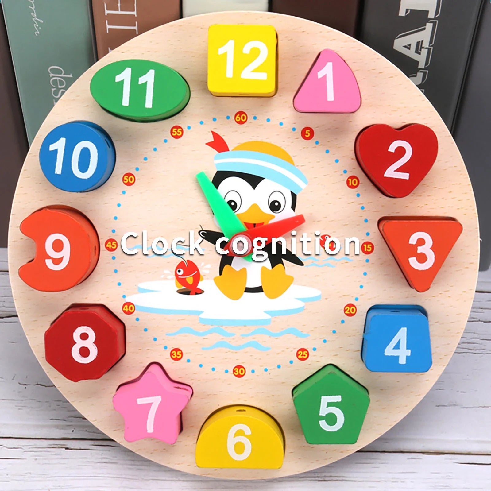 Wooden Cognitive Color and Shape Sorting Clock Number Lacing - 020